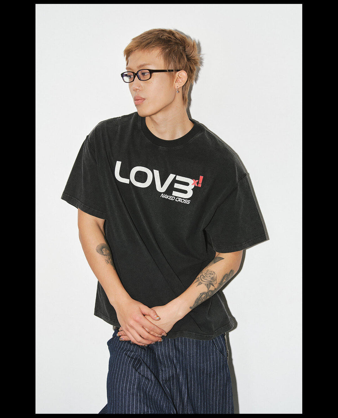 NOVACAM Love Graphic Print Washed Short Sleeve Tee | Face 3 Face