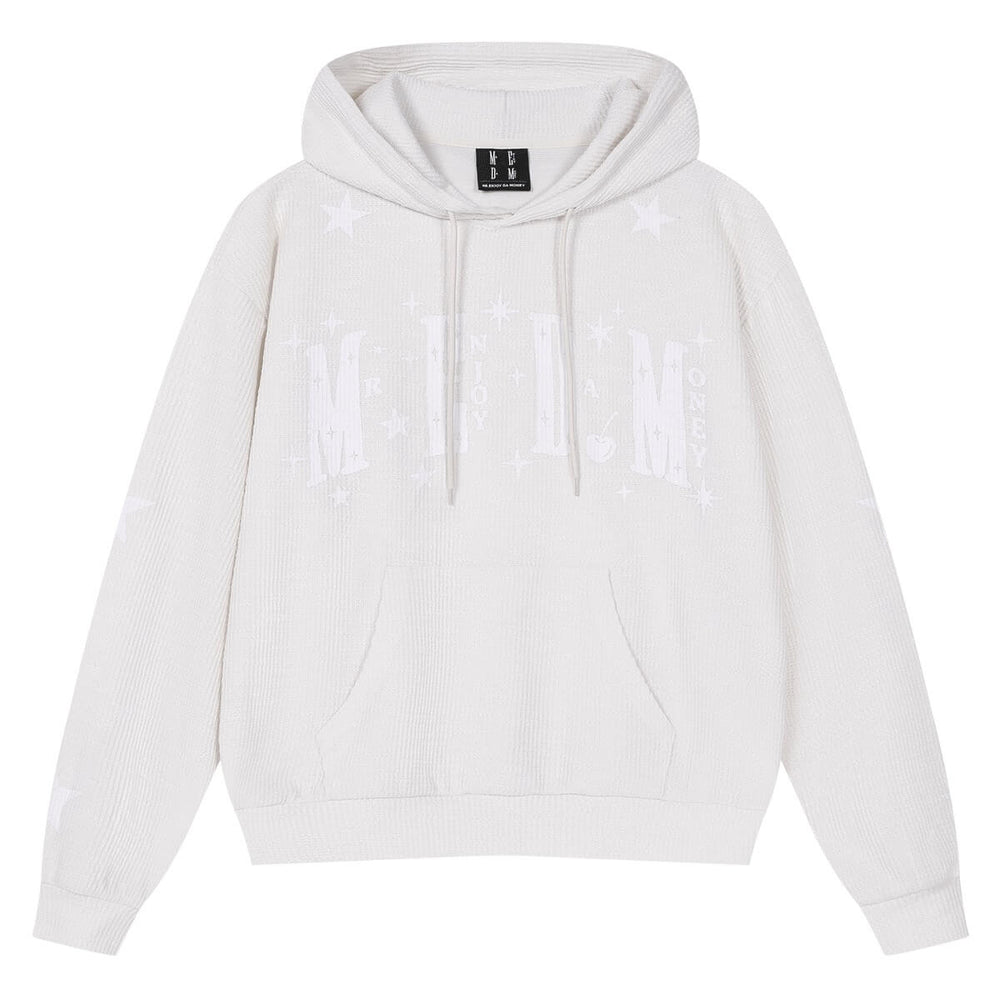 MEDM Star Logo Print Waffle Knit Hoodie | Face 3 Face