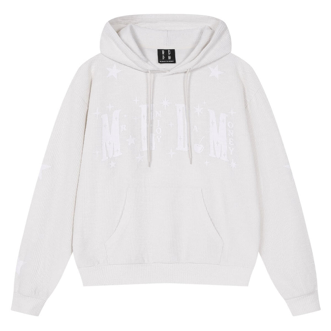 MEDM Star Logo Print Waffle Knit Hoodie | Face 3 Face