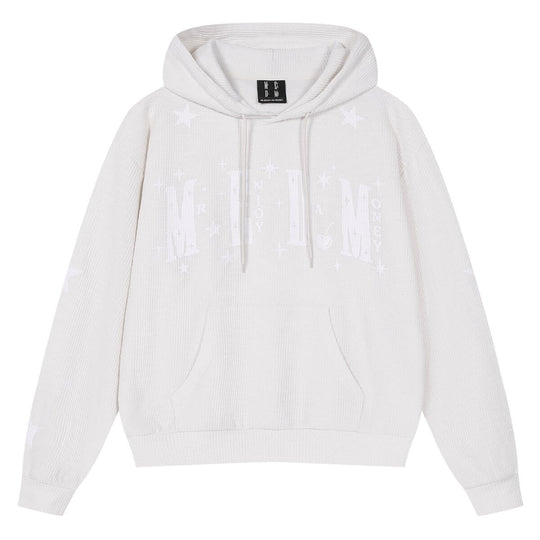 MEDM Star Logo Print Waffle Knit Hoodie | Face 3 Face