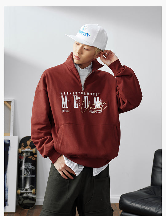 MEDM Half-Zip Logo Embroidered Sweatshirt | Face 3 Face