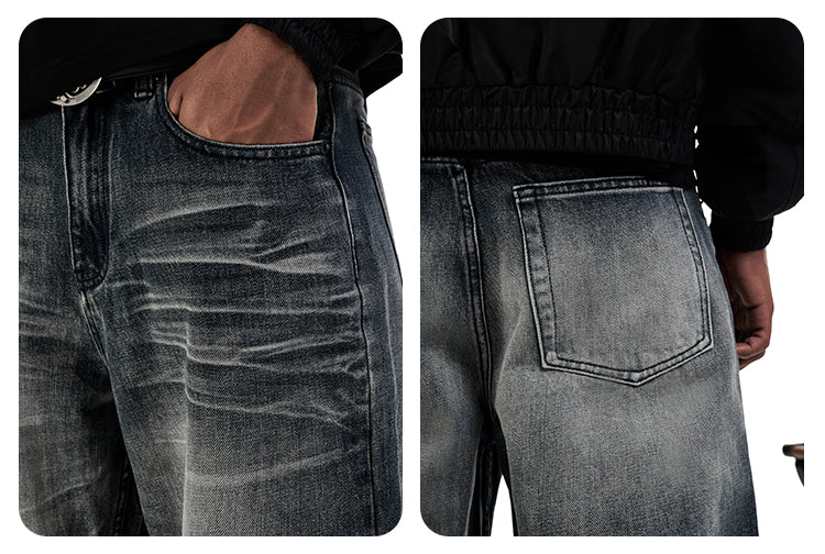 F3F Select Dark Navy Washed Baggy Jeans | Face 3 Face