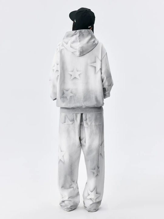 MEDM All Over Star Print Washed Sweatpants | Face 3 Face