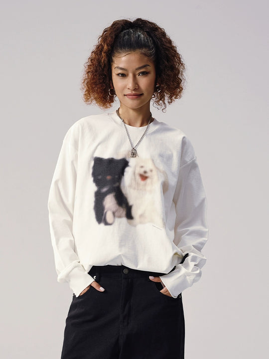 Remedy Puppy Print Long Sleeve Tee | Face 3 Face