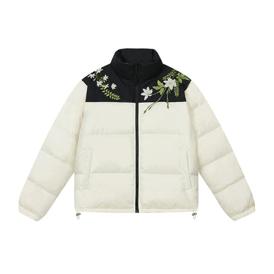 Harsh and Cruel Patchwork Wreath Embroidered Down Jacket | Face 3 Face