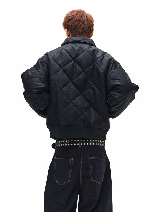 NOVACAM Diamond Plaid Quilted Puffer Jacket | Face 3 Face