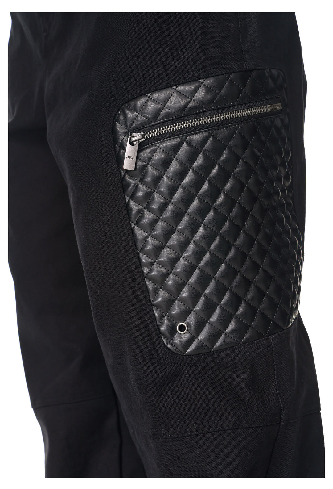 ANTIDOTE PU Leather Quilted Patchwork Cargo Pocket Work Pants | Face 3 Face