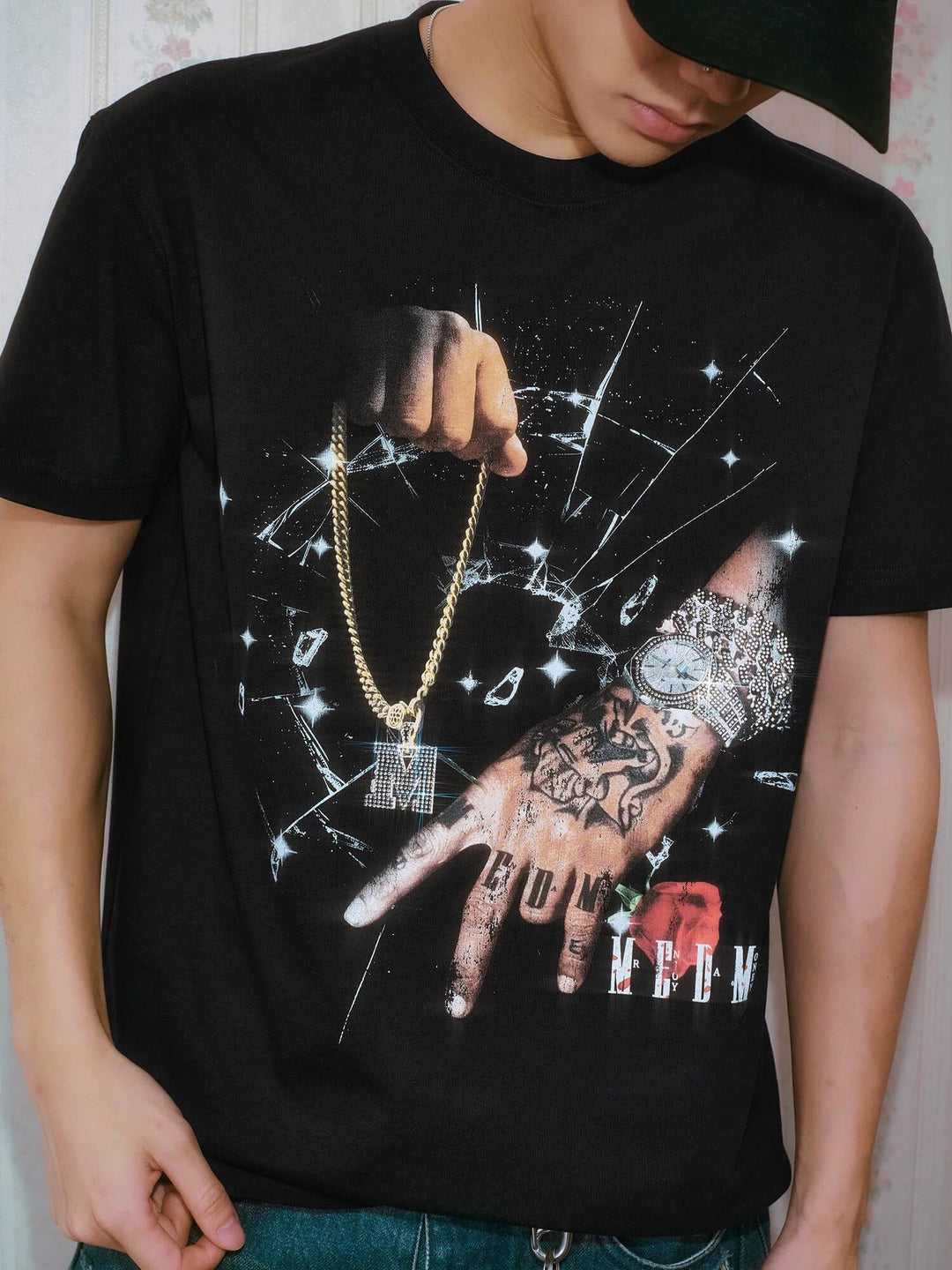 MEDM Jewelry Graphic Print Short Sleeve Tee | Face 3 Face