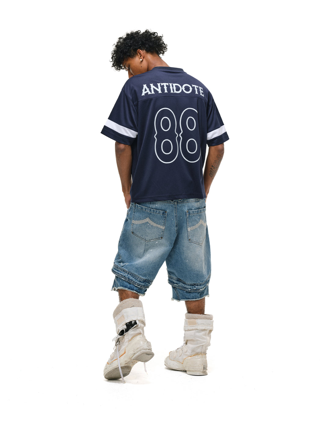 ANTIDOTE Mesh Patchwork V-Neck Jersey Tee | Face 3 Face