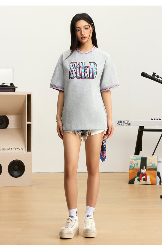 Small Town Kid STKD Embroidered Ethnic Pattern Pearl Tee | Face 3 Face