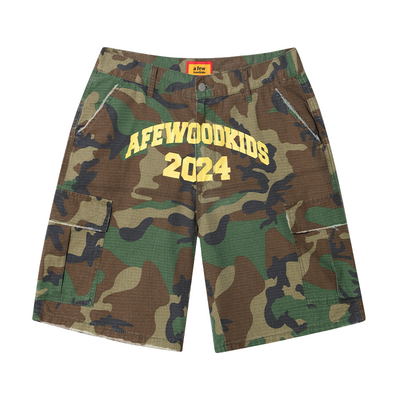 AFGK Logo Print Camouflage Destroyed Shorts | Face 3 Face