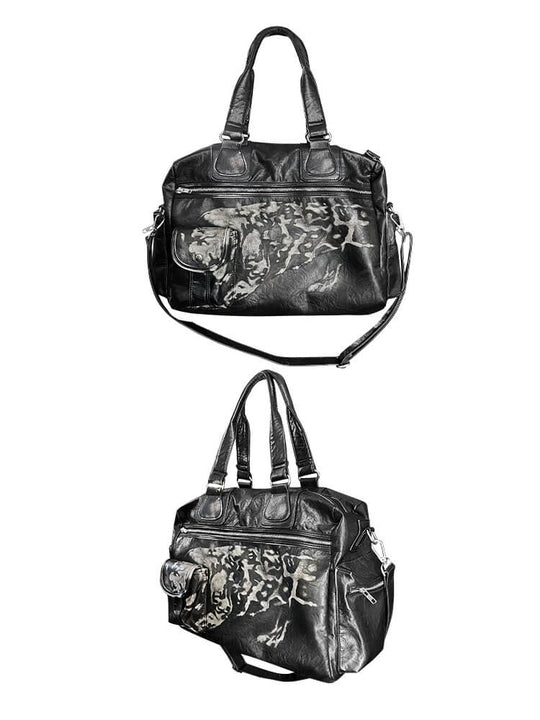 Night Lab Leopard Print Distressed PU Leather Bag | Face 3 Face