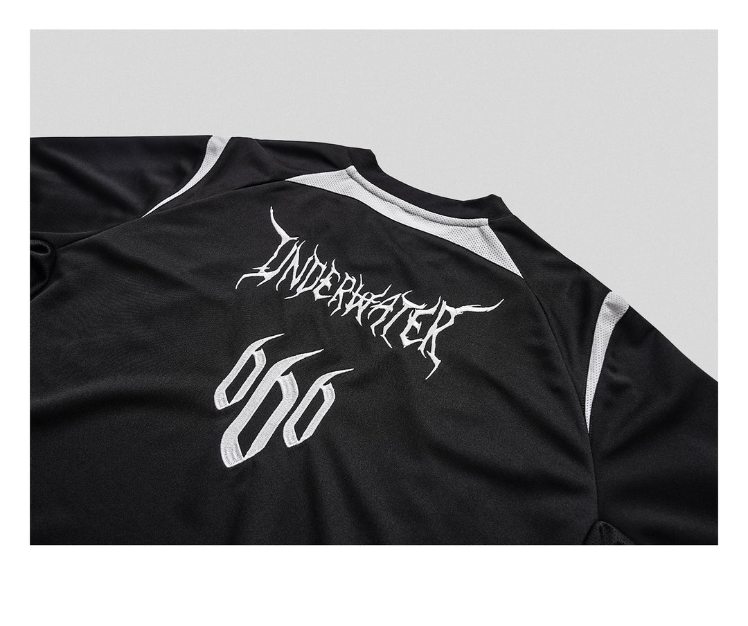 UNDERWATER Black and White Deconstructed Patchwork Embroidered Jersey Tee | Face 3 Face