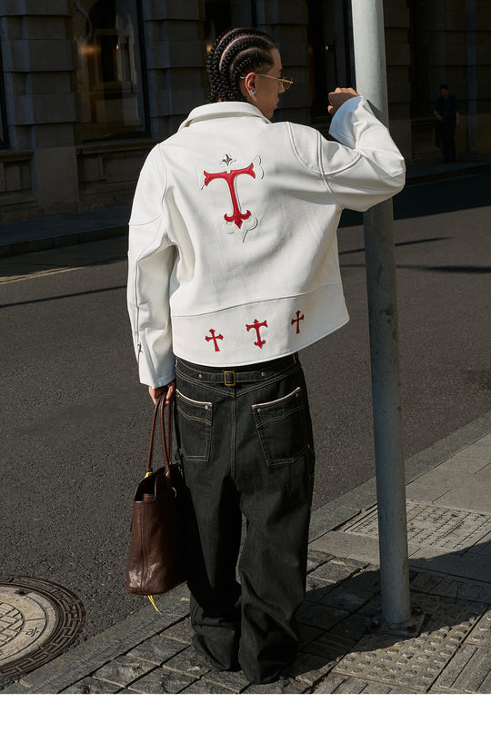 STEEPC Two Tone Leather Racing Jacket | Face 3 Face