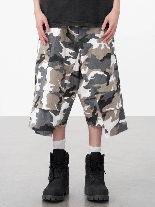 AFGK Camouflage Multi Pocket Destroyed Work Shorts | Face 3 Face