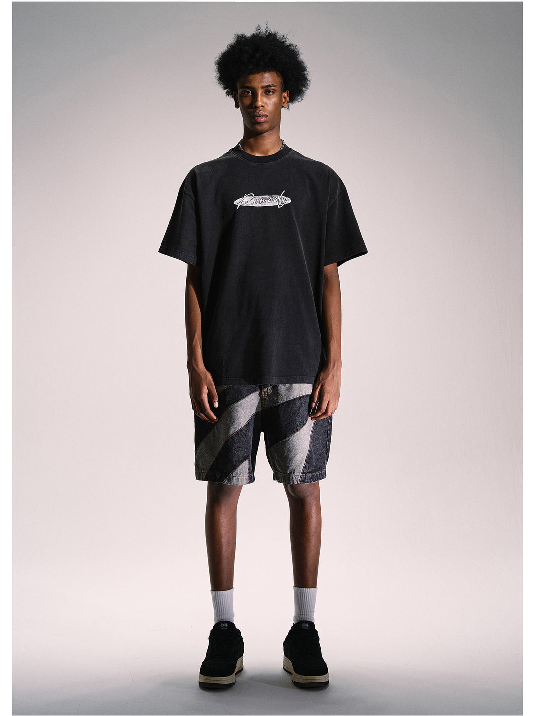 Remedy Wave Graphic Denim Shorts | Face 3 Face