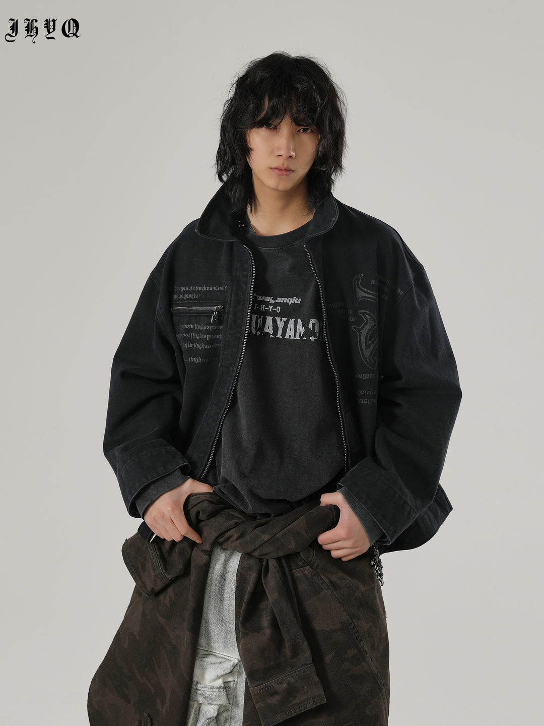 JHYQ Zipper Printed Canvas Work Jacket