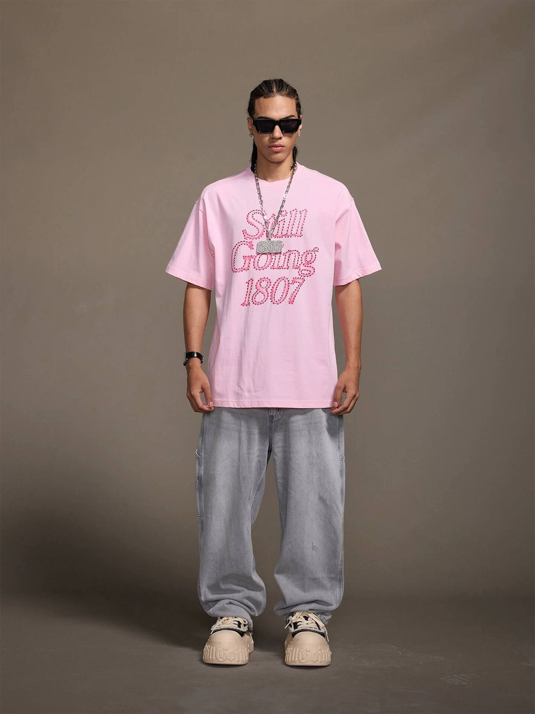 1807 Still Going Print Rhinestone Short Sleeve Tee | Face 3 Face