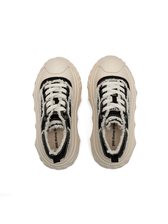 1807 INF-008 Gothic Lace Up Canvas Chunky Sneakers