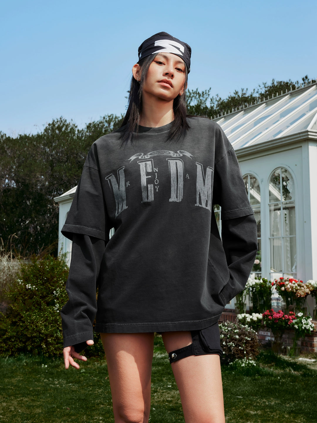 MEDM Washed Double Layer Long Sleeve Tee | Face 3 Face