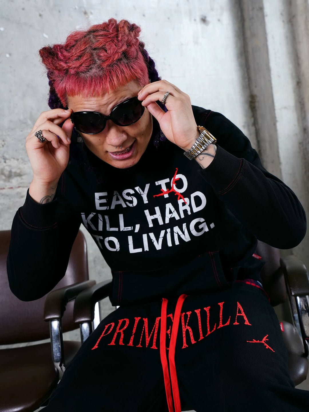 TGFCLUB Easy To Kill Hard To Living Print Slim Fit Hoodie | Face 3 Face