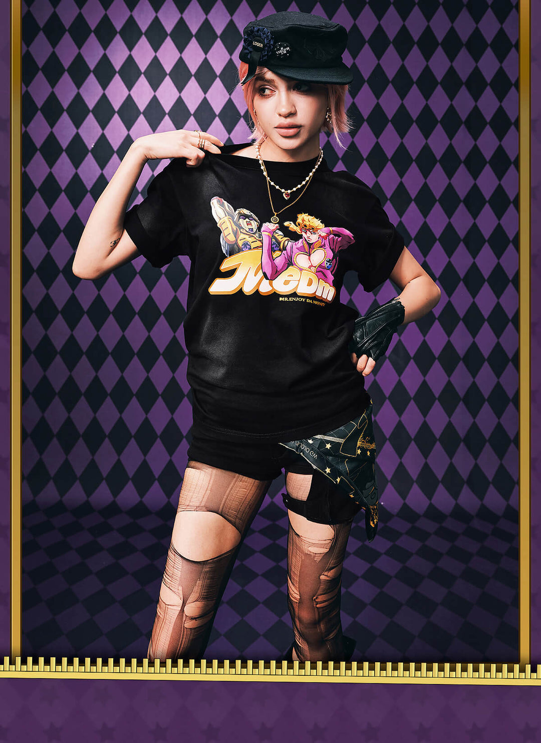 MEDM × JOJO Washed Distressed Character Print Tee | Face 3 Face