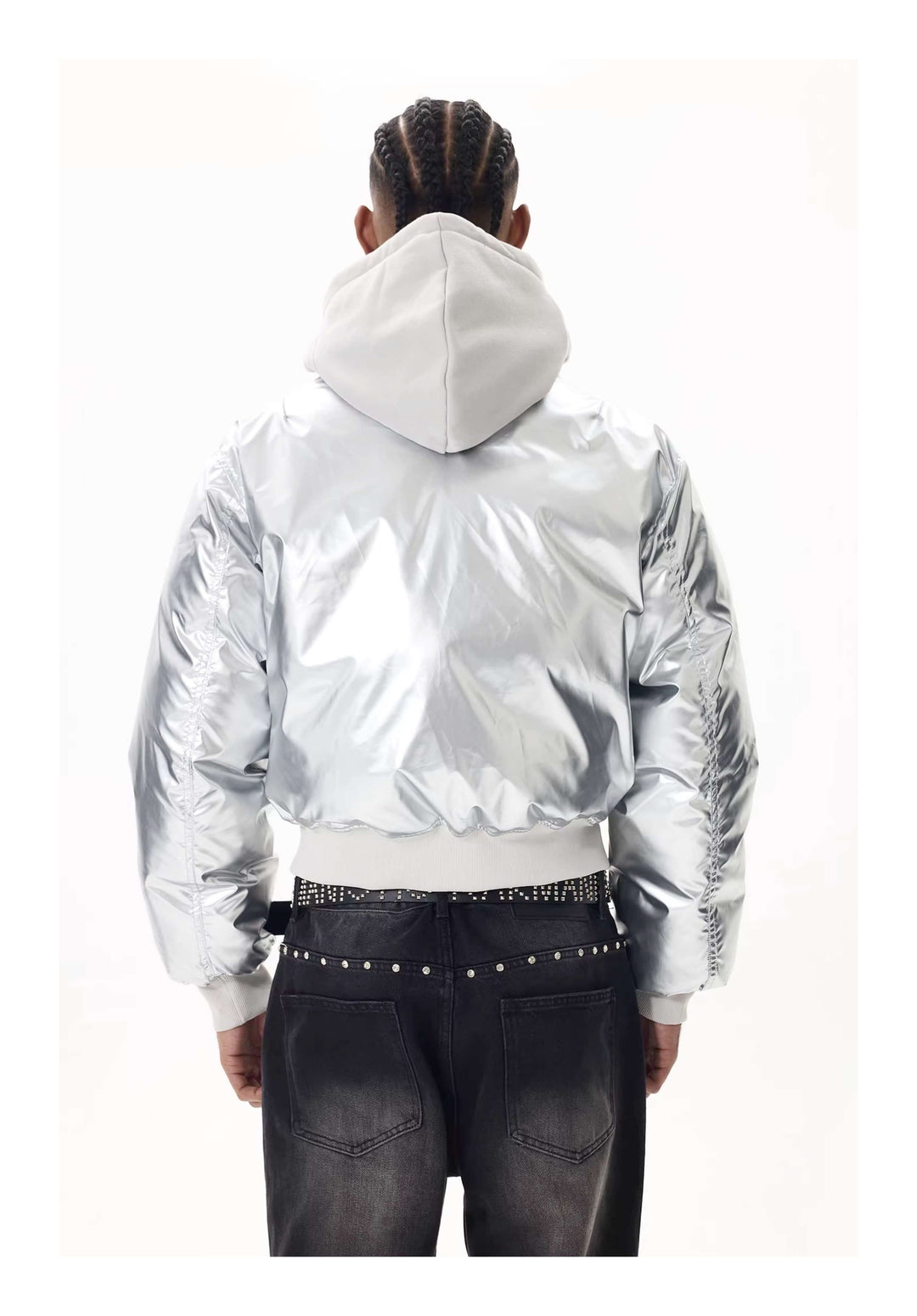 KARMANISTIC Embroidered Hooded Puffer Bomber Jacket | Face 3 Face