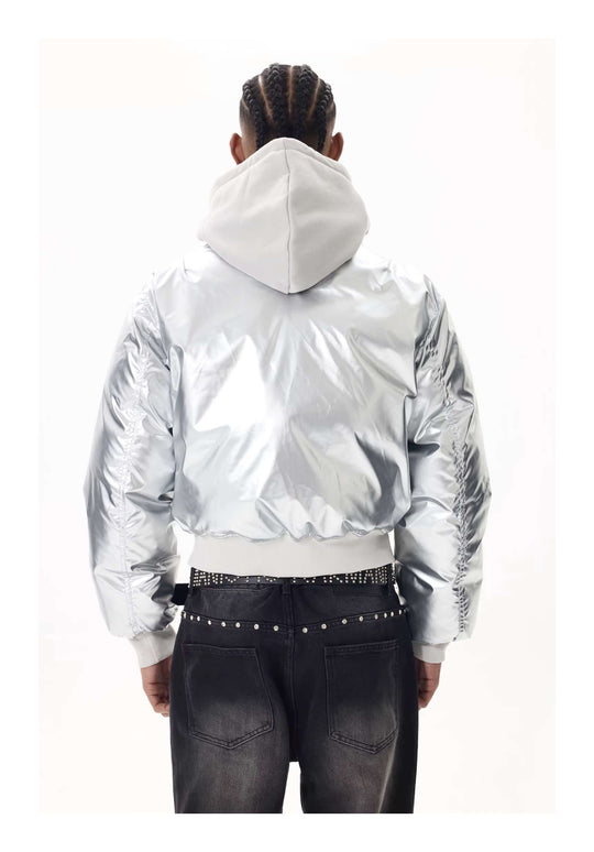 KARMANISTIC Embroidered Hooded Puffer Bomber Jacket | Face 3 Face