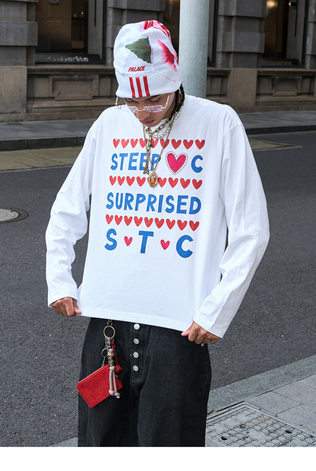 STEEPC Hand Stitched Heart Print Long Sleeve Tee | Face 3 Face