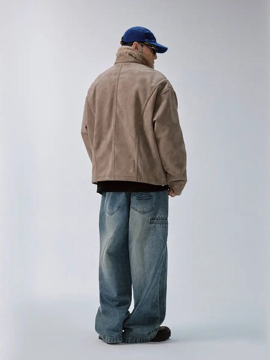 F2CE Long Fur Lined Suede Jacket | Face 3 Face