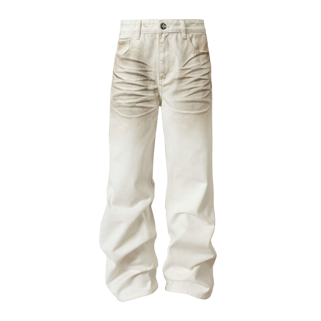 YADcrew White 3D Whisker Washed Jeans | Face 3 Face