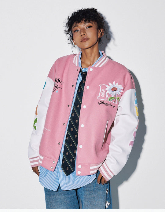 MEDM Daisy Floral Varsity Jacket | Face 3 Face