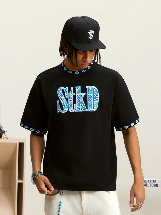 Small Town Kid STKD Embroidered Ethnic Pattern Pearl Tee | Face 3 Face