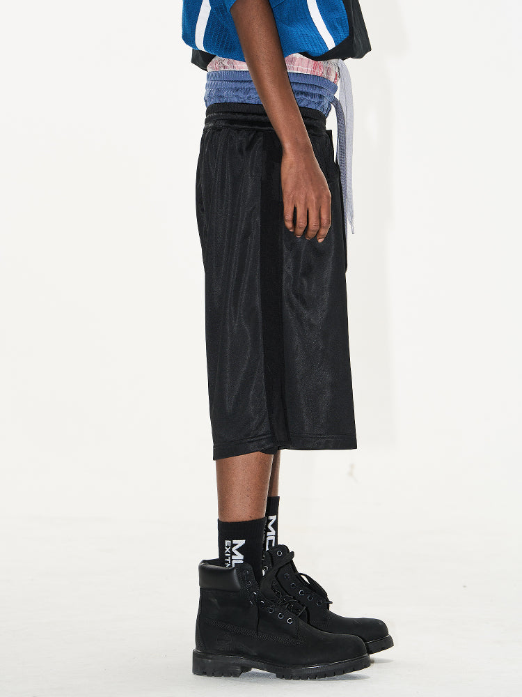 BLIND NO PLAN Multi-Layer Waist Sweat Shorts | Face 3 Face
