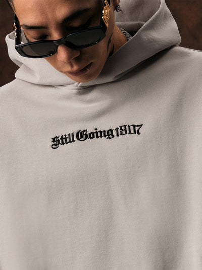 1807 Basic Gothic Font Embroidered Hoodie | Face 3 Face