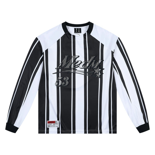 MEDM Rhinestone Logo Striped Soccer Jersey | Face 3 Face