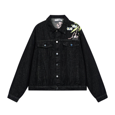 Harsh and Cruel Floral Embroidered Washed Denim Jacket | Face 3 Face