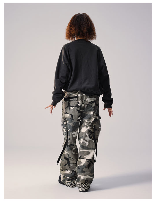 Remedy Distressed Camouflage Work Cargo Pants | Face 3 Face