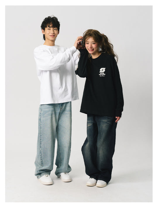 S45 S-Label Basic Logo Printed Long-Sleeve Tee | Face 3 Face