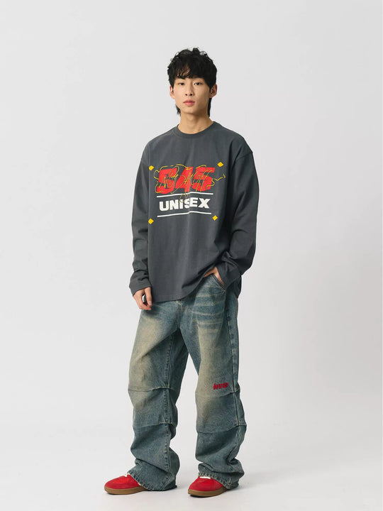 S45 Basic Letter Logo Printed Long-Sleeve Tee | Face 3 Face