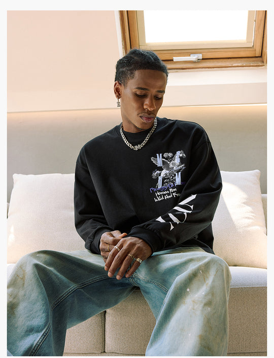 MEDM Pegasus and Rose Logo Long Sleeve Tee | Face 3 Face