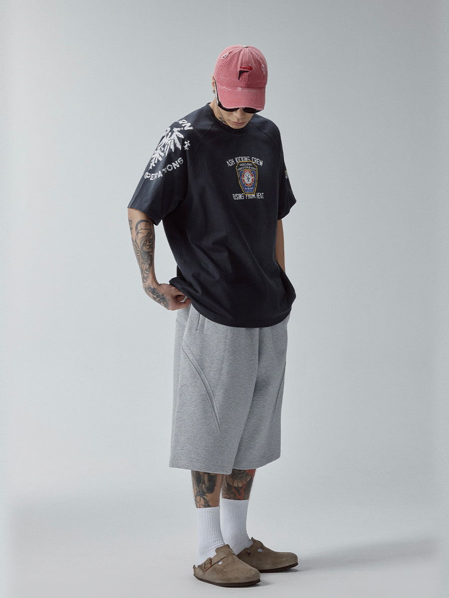 F2CE Washed Gradient Raglan Sleeve Printed Tee | Face 3 Face