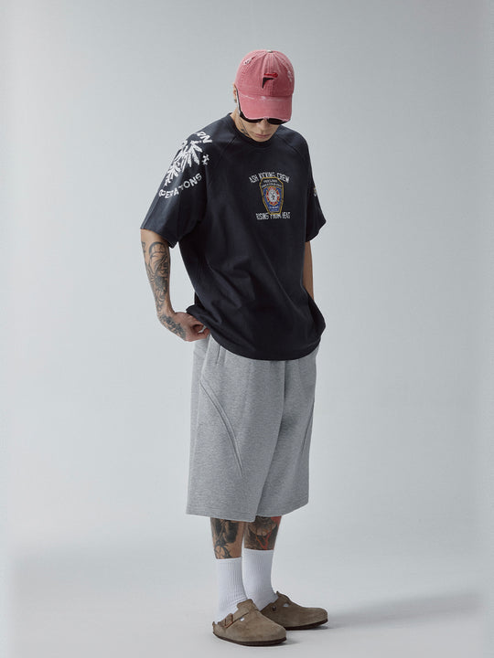 F2CE Washed Gradient Raglan Sleeve Printed Tee | Face 3 Face