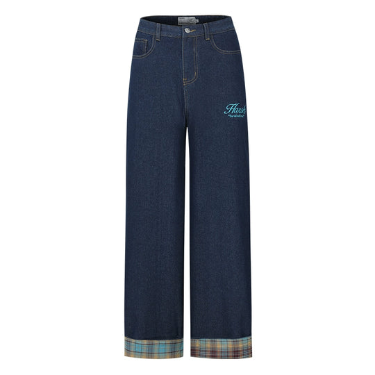 Harsh and Cruel Plaid Trim Cuffed Pocket Jeans | Face 3 Face