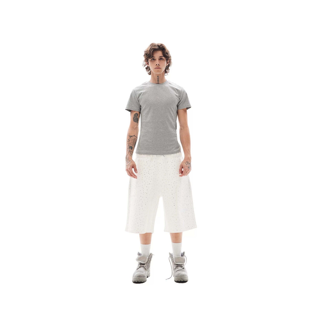 KARMANISTIC All Over Rhinestone Baggy Sweat Shorts | Face 3 Face