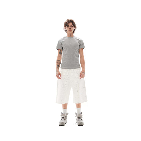 KARMANISTIC All Over Rhinestone Baggy Sweat Shorts | Face 3 Face