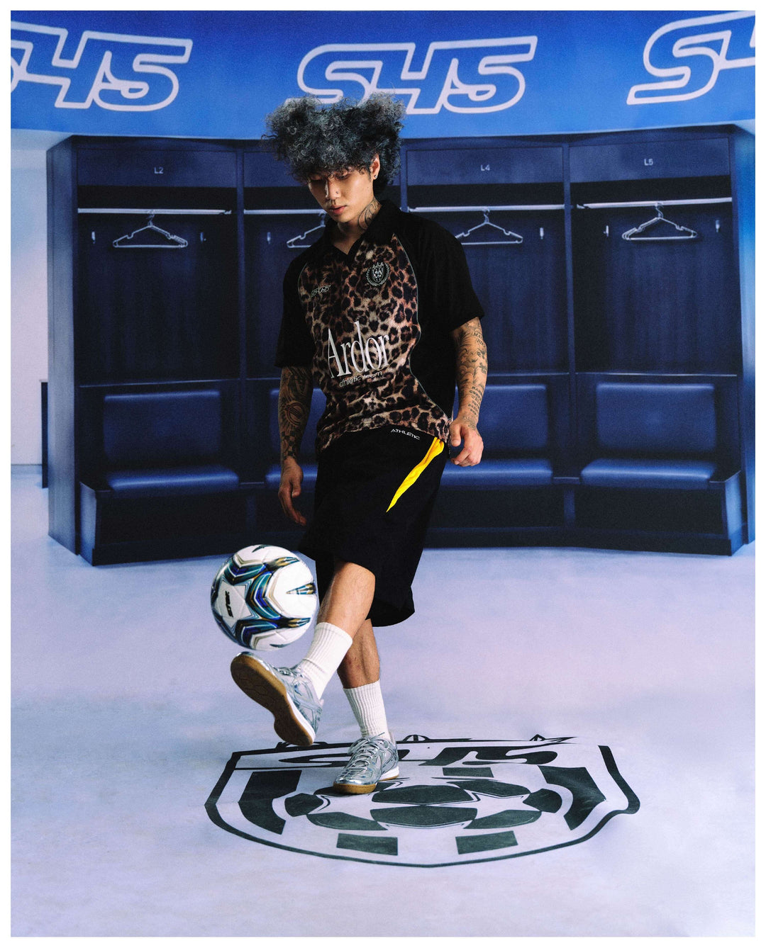 S45 Leopard Color Block Short Sleeve Polo Soccer Jersey | Face 3 Face