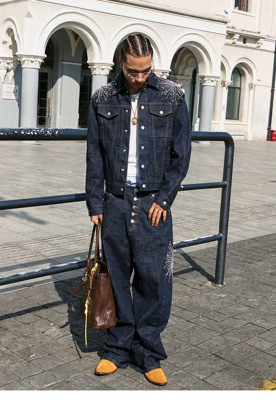 STEEPC Fireworks Rhinestone Denim Jacket | Face 3 Face