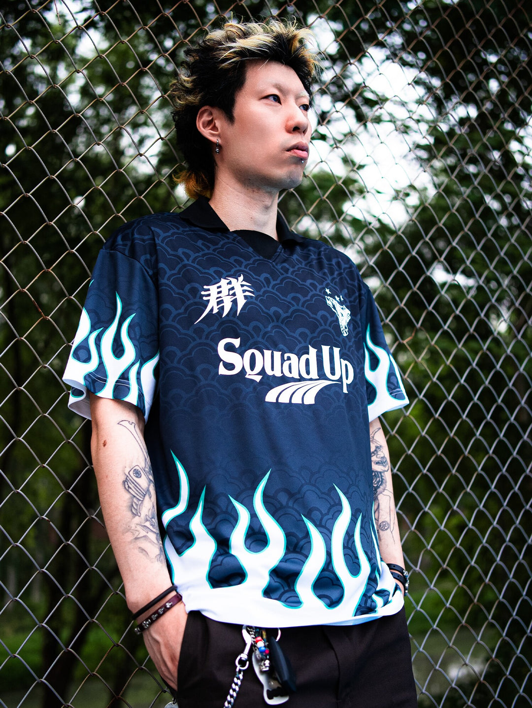 SUC Flame Full Print Gradient Soccer Jersey Polo | Face 3 Face