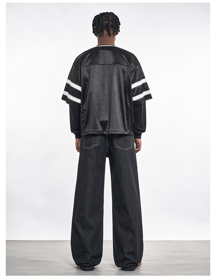 F3F Select Contrast Stitching Black Jeans | Face 3 Face